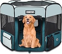Vista 19 de JESPET 61" Parque de juegos para perros, corral portátil para perros con funda blanda para ejercicio, con bolsa de transporte para cachorros, gatos