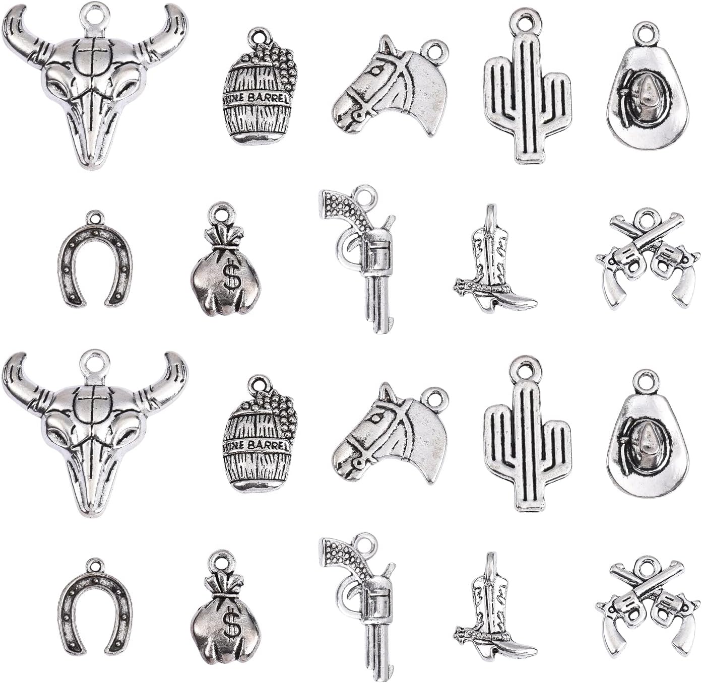 KitBeads 100pcs Western Cowboy Charms - Antique Silver Cowboy Hat Boot Horse Cactus Tibetan Horse Charms for Jewelry Making Bulk - Image 7