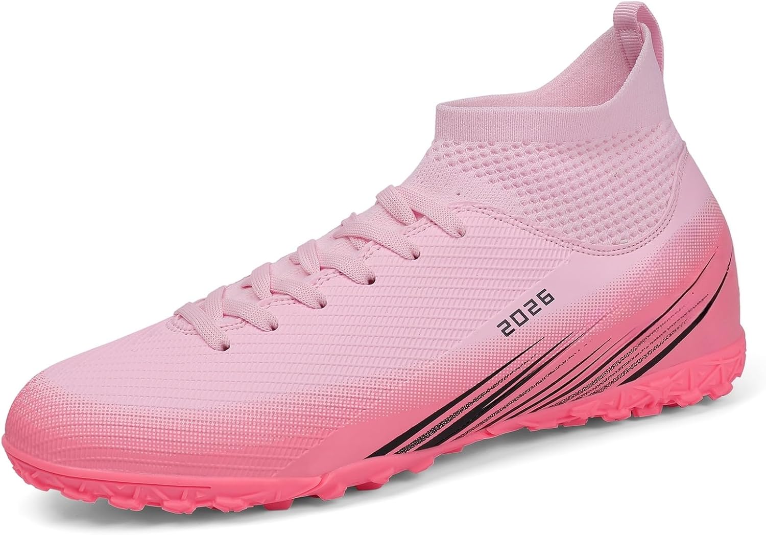 Soccer Cleats for Mens Womens Turf Soccer Shoes Indoor Footall Cleats High Ankle TF AG FG Football Boots Wide Training Sneaker