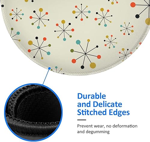 Miniatura 4 de Mouse Pad Mid Century Fifties Modern Atomic Retro Round Mousepad with Non-Slip Rubber Base and Stitched Edge Mouse Mat for Wireless Computer Laptop