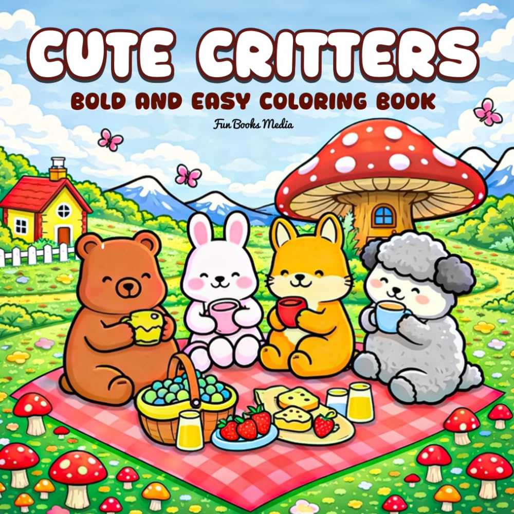 Cute Critters: Bold and Easy Coloring Book. 50 cute and simple images for relaxation, for kids ages 4-8 (Cozy Coloring Series)