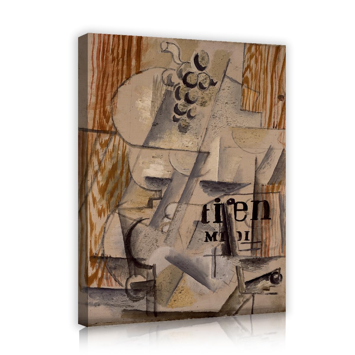 TOANGWALL Georges Braque The Fruitdish Canvas Wall Art Studio Cubism Abstract Grape Still Life Framed Picture Poster for Lounge Apartment Decor 70x85cm