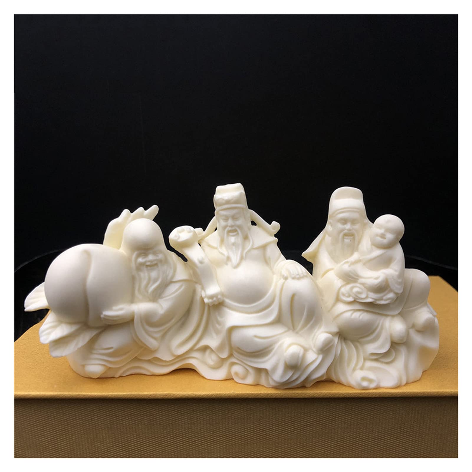 Uziqueif Chinese Feng Shui Decoration - Fu Lu Shou Statue Buddha Figure Sculpture Sculptures Stands for wealth, luck and longevity for home office decoration, business opening happiness gift,White