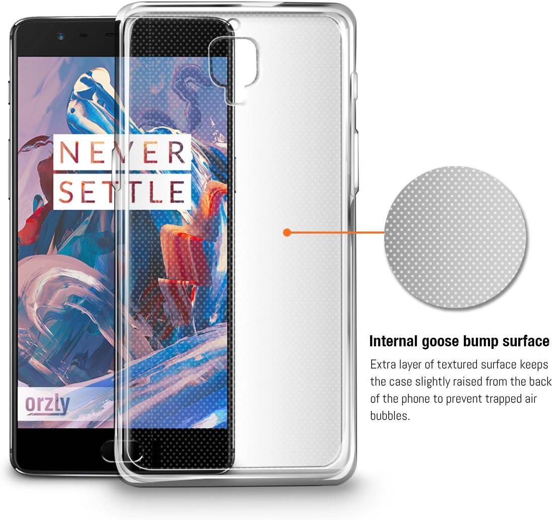 OnePlus 3 / OnePlus 3T Case, 1x FlexiCase for OnePlus 3 (Original 2016 Model & OnePlus 3T Version) - 100% Clear Protective Flexible Silicon Gel Phone Case by Orzly - 100% Transparent