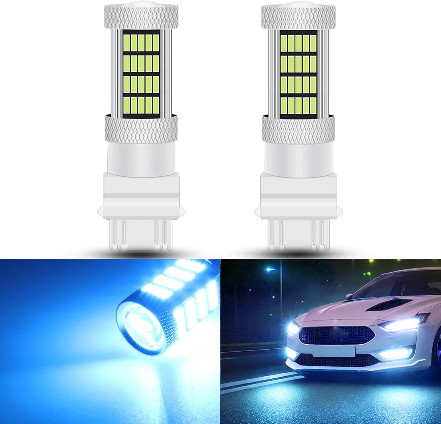 High Power 92smd LED Bulbs 8000K Ice Blue 3157 3156 4157 4057 Brake Center High Stop DRL Tail Stop Daytime Running Light LED Bulb Lamp Replacement for Cars,Trucks, SUVs, Vans