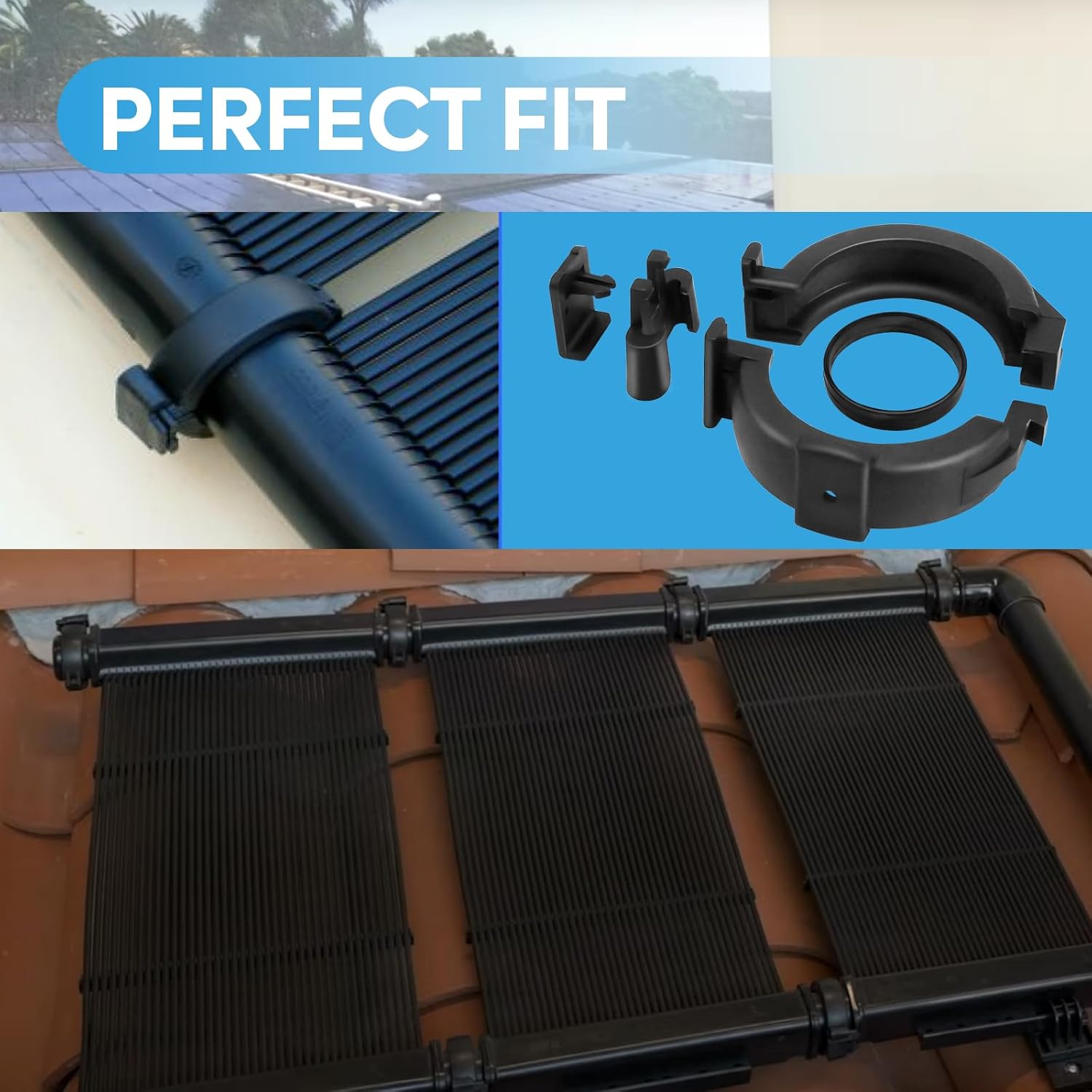 ANTOBLE HC-113 Solar Panel Clamp Assembly Replacement Parts for Heliocol Swimming Pool Solar Panels (2 Pack)