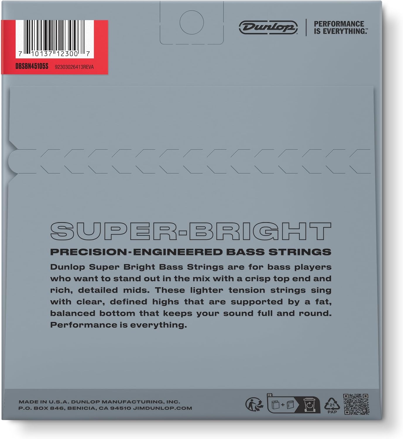 Jim Dunlop Super Bright Nickel Wound Short Scale Bass Strings 45-105