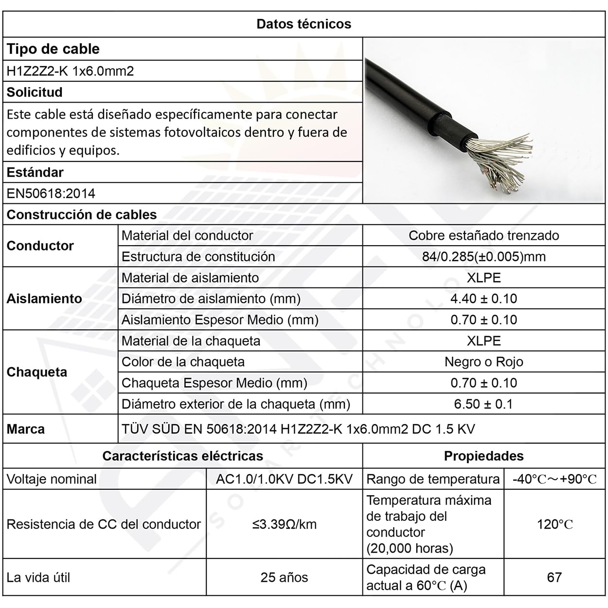 Cable Solar Premium 6mm² Negro Flexible, Fotovoltaico, Resistente a los Rayos UV, para Paneles Solares, Inversores y Controladores de Carga (Negro, 40m)