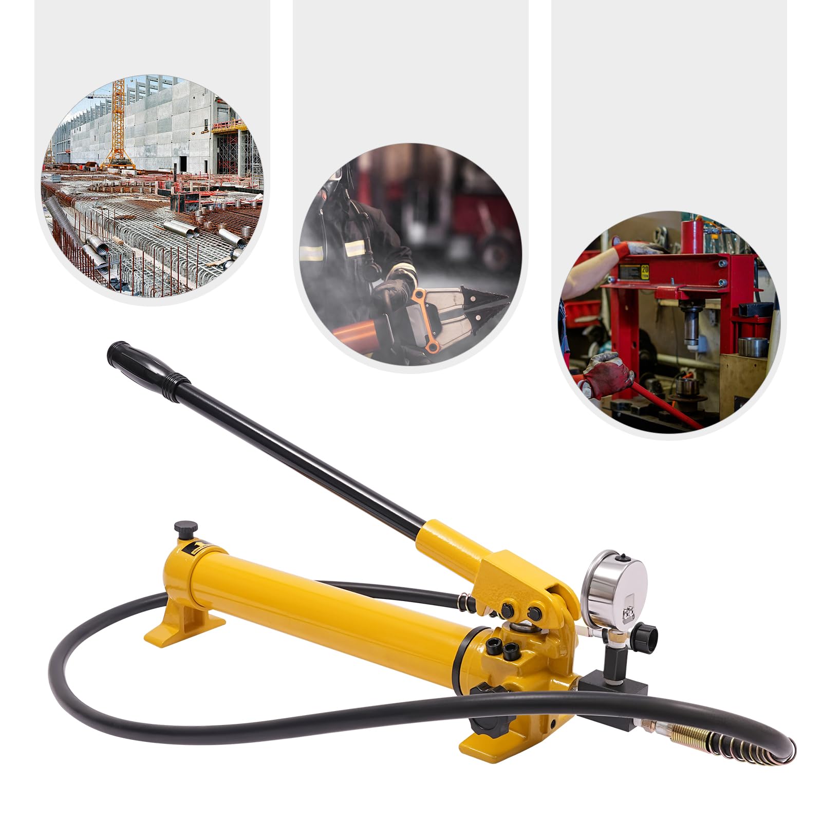 Pompa idraulica manuale CP-700, pompa idraulica manuale con manometro e tubi da 1,9 m, pompa idraulica manuale 700 bar per utensili idraulici
