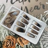 Vista 6 de Uñas postizas de longitud media, uñas postizas acrílicas artificiales para mujer, 24 piezas de cobertura completa, reutilizables, diseño de flores