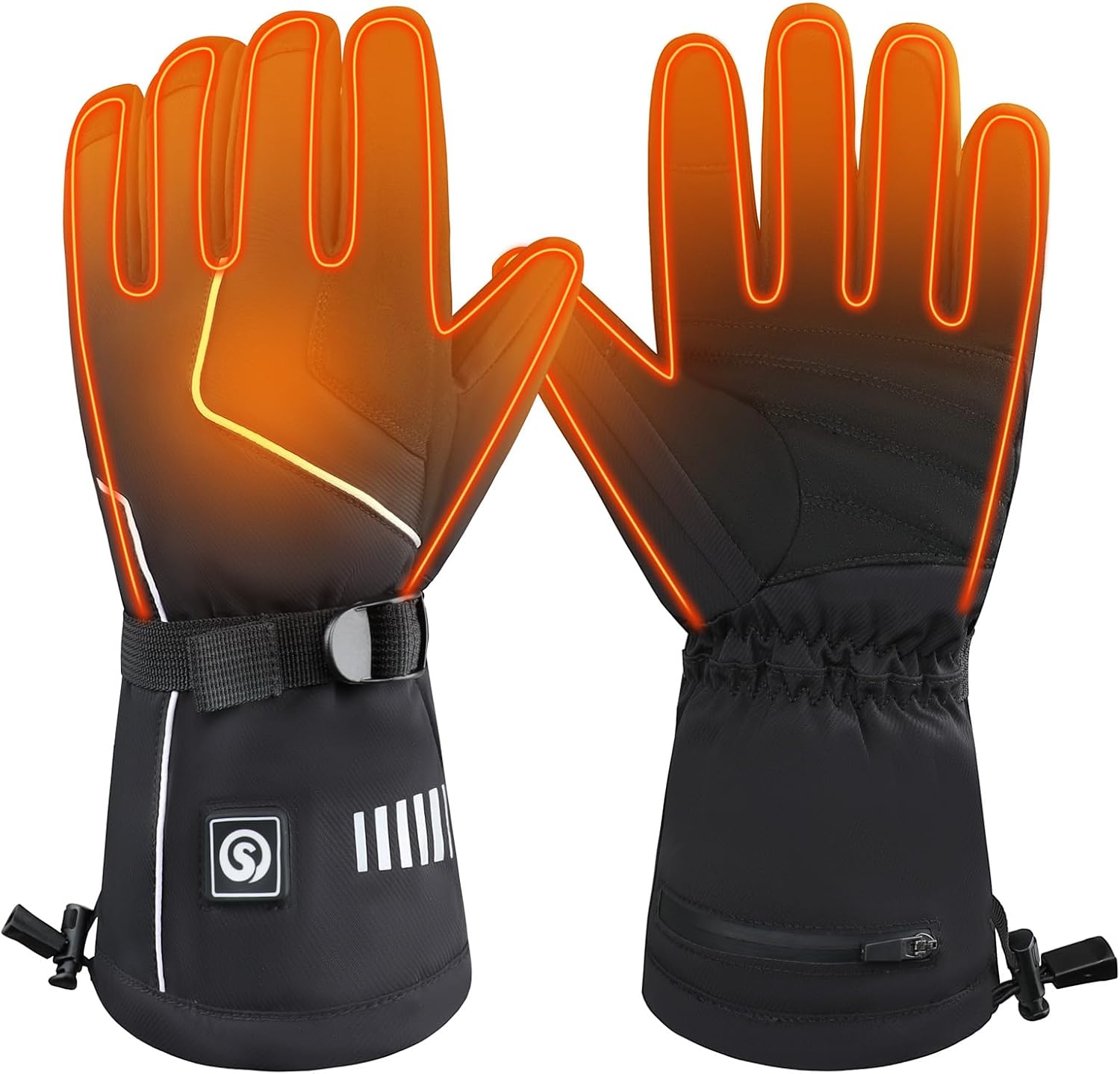 Heated Ski Gloves for Men & Women, 4000mAh Rechargeable Electric Gloves, Waterproof Windproof Touchscreen Winter Hand Warmers for Skiing, Hiking, Cycling & Camping