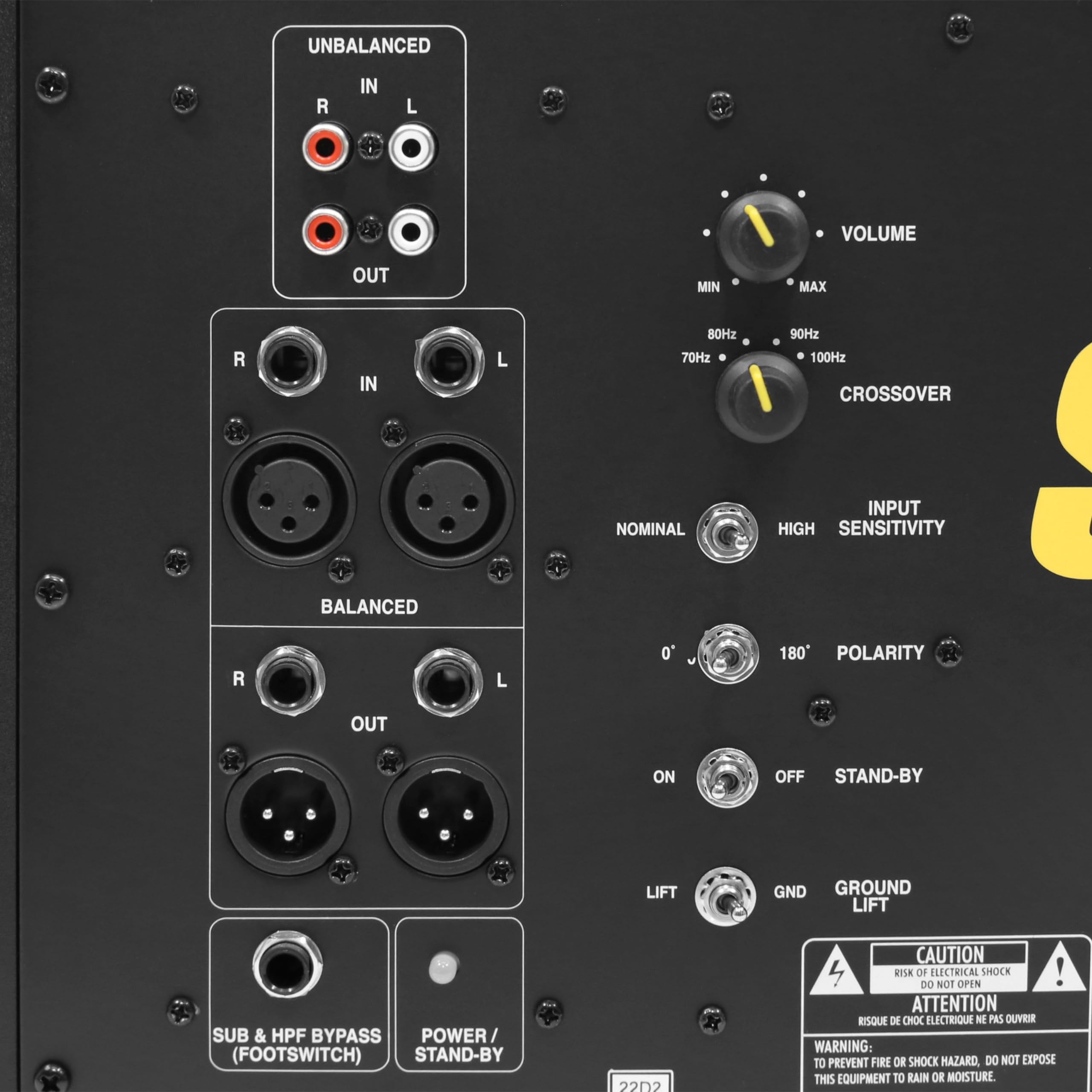Caisson de Basses Actif KRK S8.4 – Subwoofer Actif, SPL Max 113 DB, 109W Puissance, Contrôles Multiples, Bypass Footswitch, Crossover 4 Positions, Entrées et Sorties Polyvalentes