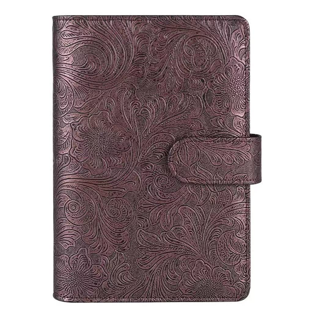JFDBGU A6 PU. Taccuino Ricaricabile del Raccoglitore del Budget in Pelle for la Carta di riempimento A6, Copertura del pianificatore Personale della Foglia Sciolta con Fibbia Magnetica(3-Pack)
