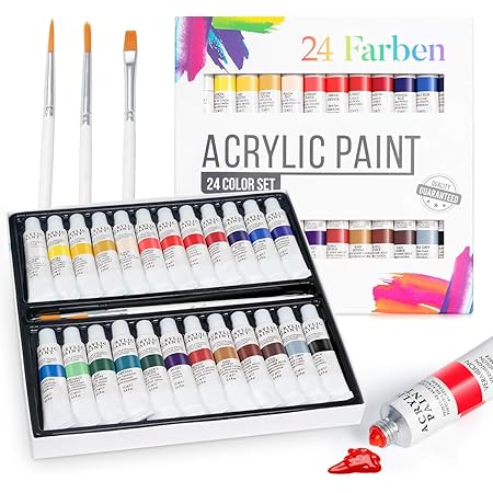 Apogo Acrylfarben 24 Acrylfarbe Acryl Farben Zum Malen Hochwertige Wasserfest Acrylfarben Set Fur Leinwand Steine Holz Keramik Stoffe Textil Papier Kinder Und Erwachsene Art Basteln Acrylic Paint Amazon De Kuche Haushalt