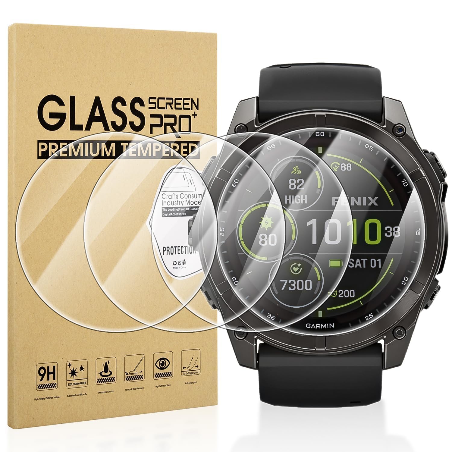 Diruite 4 Sztuki Ochraniacz Ekranu do Garmin Fenix ​8 51 mm/Fenix 8 Pro AMOLED 51mm/Fenix ​​7X/​​Solar/Sapphire Solar,HD Szkło Hartowane Folia Ochronna