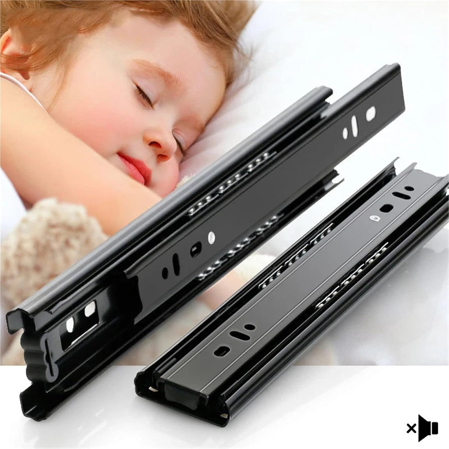 Drawer Slides Stainless Steel 10"-20" Drawer Slide Soft Close Furniture Track Rail Sliding Three-Section Cabinet Slides(Damping 20 inch)