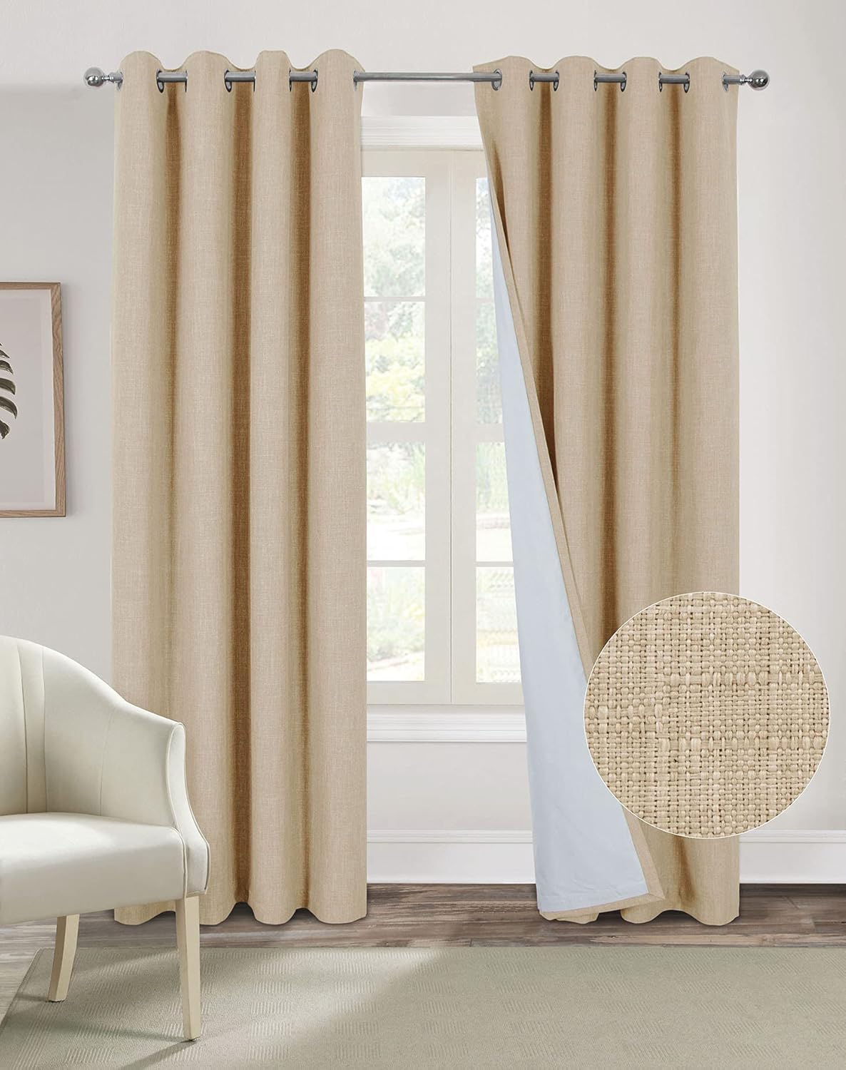 Rideau occultant 100% thermique et infroissable pour salon moderne