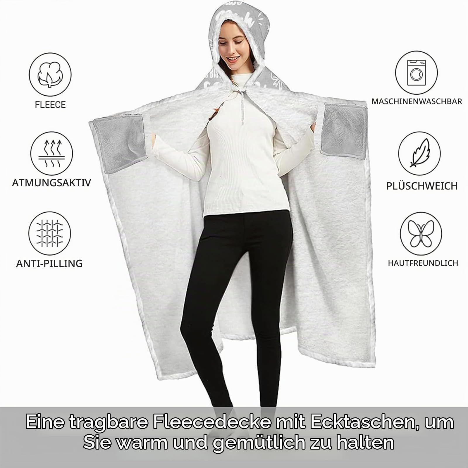 Geschenke für Freundin, Umarmung Decke mit ärmeln Mutmacher Geschenk für Frauen und Beste Freundin, Geschenke für Beste Freundin Frauen Mama Schwester Kollegin zum Weihnachten Geburtstag
