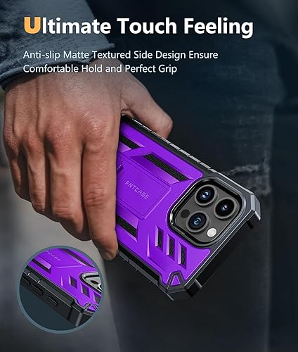 Miniatura 6 de FNTCASE Funda para iPhone 15-Pro-Max funda protectora resistente de grado militar a prueba de caídas para teléfono celular con soporte y protector