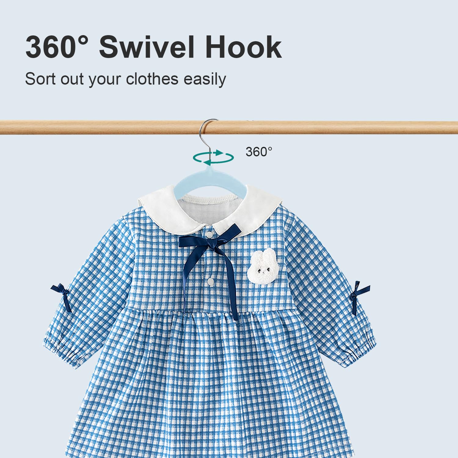 Perchas de Terciopelo para Ropa de Niños 35cm - Antideslizantes para Pequeños y Bebés - 32 Piezas Azul