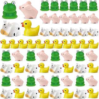 Marsui 100 Pcs Miniature Animals Resin Mini Frogs Horse Ducks Flamingos Cows Pigs Figurines DIY Miniature Garden Accessori...