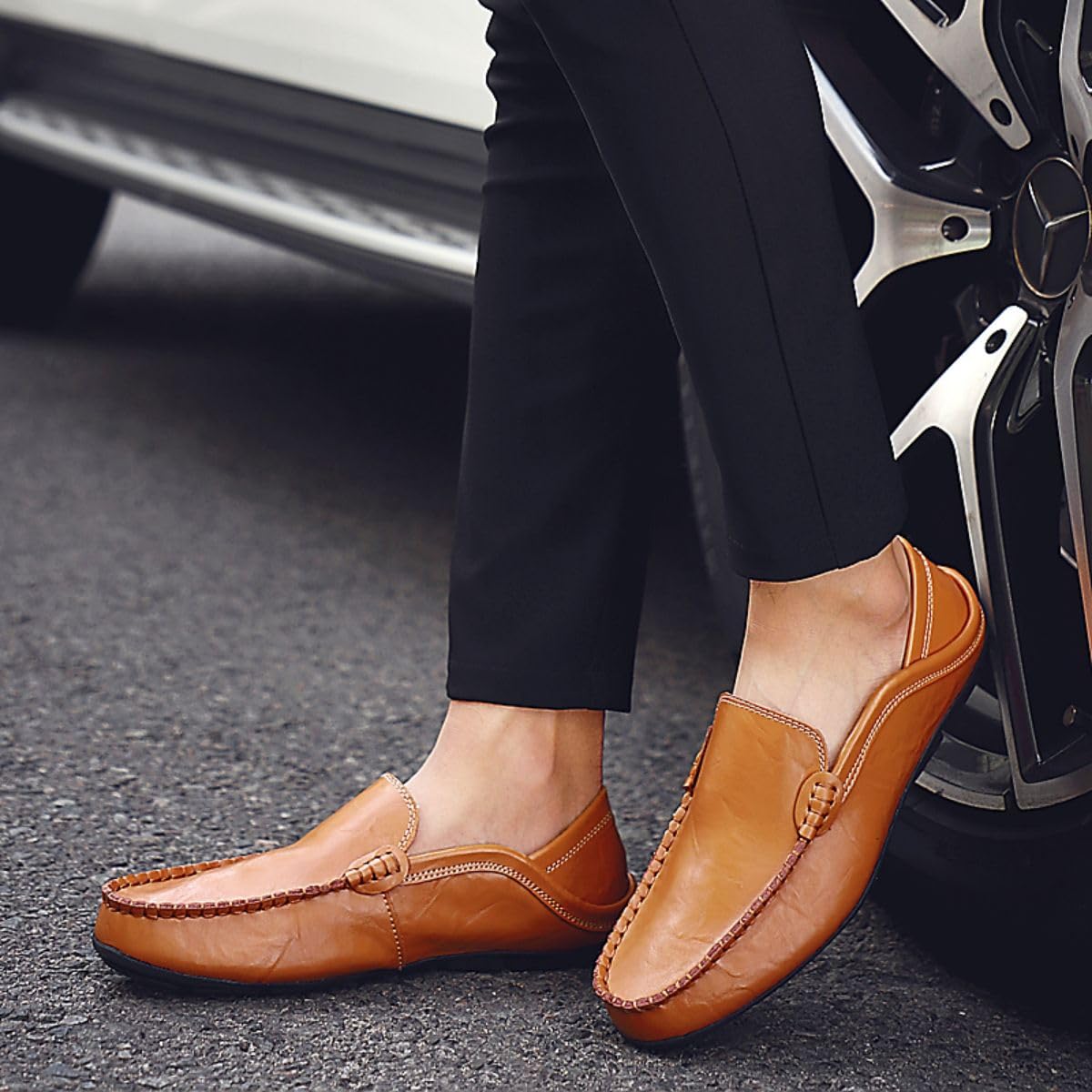 Mocasines de Hombre Mocasines Zapatos Hechos a Mano de Cuero Slip On Driving Business Shoes