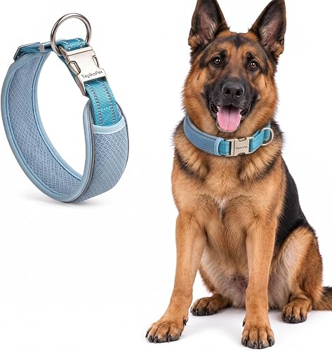 Reflective Dog Collar, Adjustable Padded Collar with Metal Clip