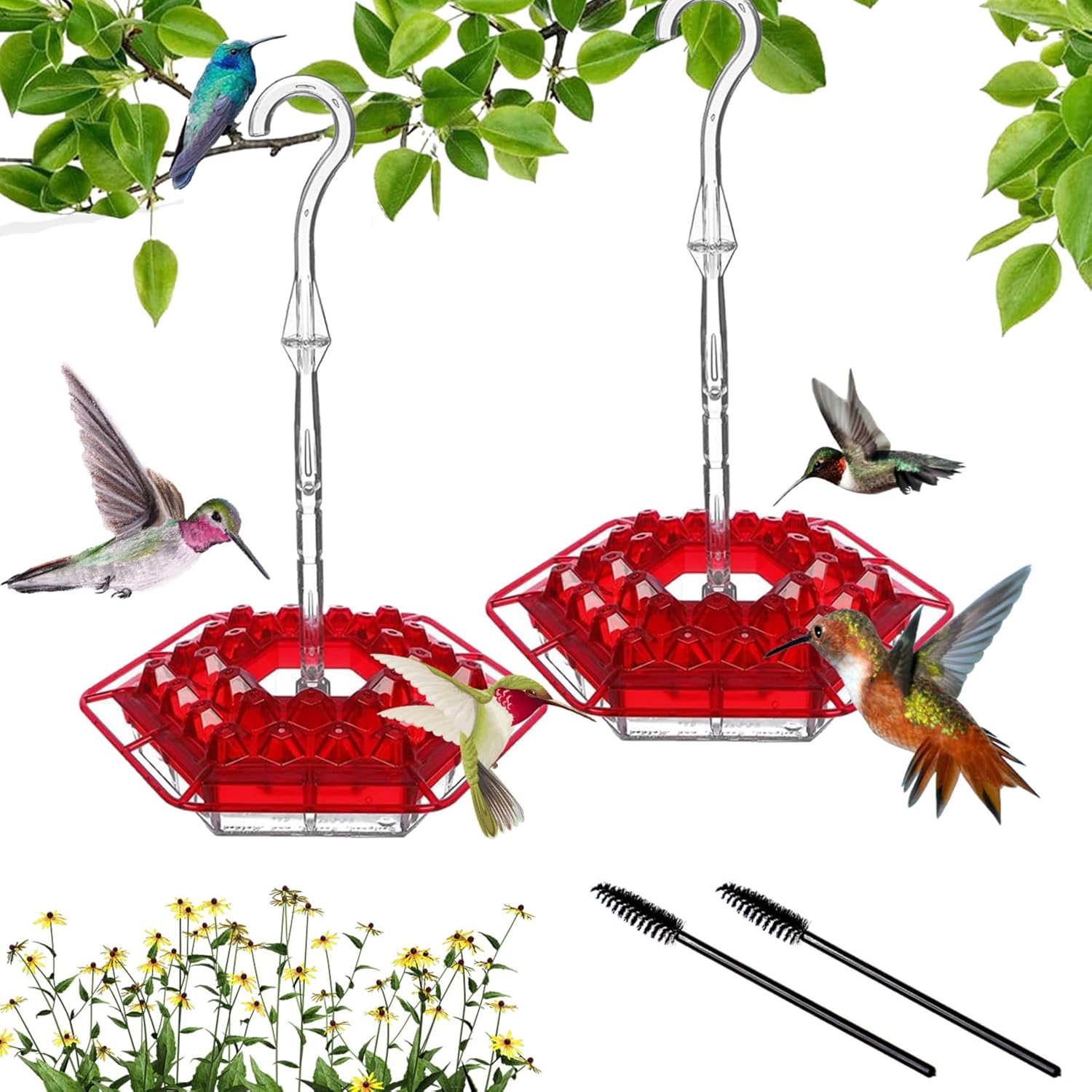 2025 Hummingbird Feeders for Outdoors - Hummingbird Feeder 30 Feeding Port Bird Easy Filling/Cleaning 11 Ounce Humming Bird Feeders with Perch for Backyard Window Decoration
