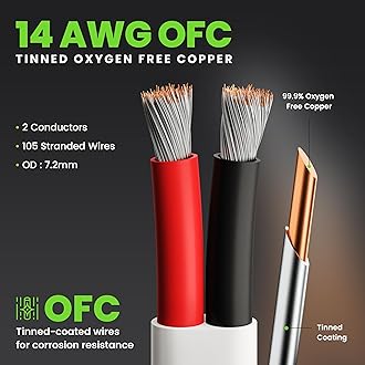 GEARit 14 Gauge Marine Wire, 14/2 AWG (100ft) Marine Grade Tinned Copper Oxygen Free, Duplex 2-Conductor Insulated Red & Black Electrical Cable for Boat, Automotive, RV, Camper, Trailer