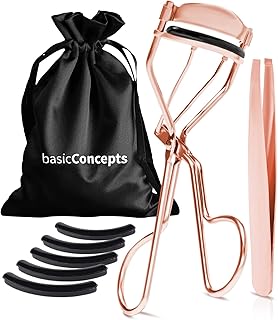 Eyelash Curler Kit (Rose Gold), Premium Lash Curler for Perfect Lashes, Eye Lash Curler with 5 Eyelash Curler Replacement Pads, Universal Eye Lashes Curlers, Eyelash Curler for Women (Box Colors Vary)