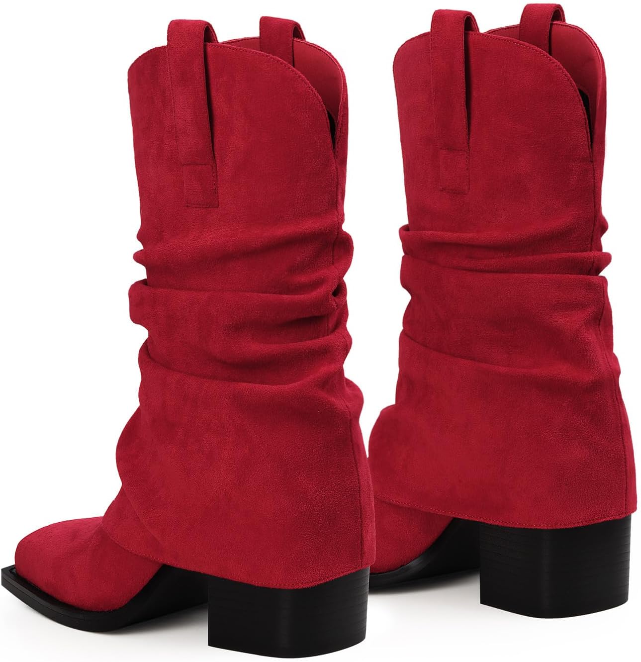 Cowboy Boots for Women Cowgirl Mid Calf Square Toe Fold Over Chunky... - Picture 55 of 56