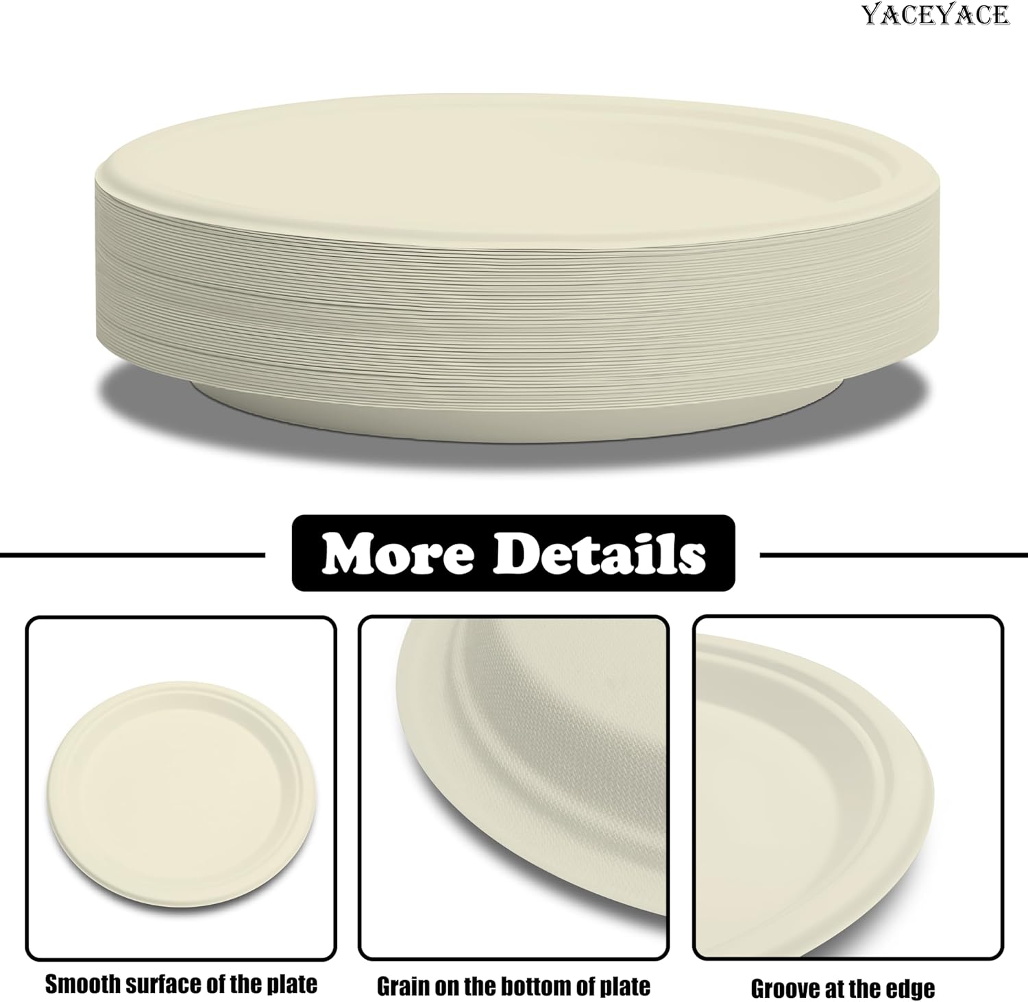 Paper Plates Bulk, 9 inch Paper Plates, 150 Pack Disposable Plate, Sturdy and Heavy Duty, Natural Bagasse, Brown Round Compostable Plate