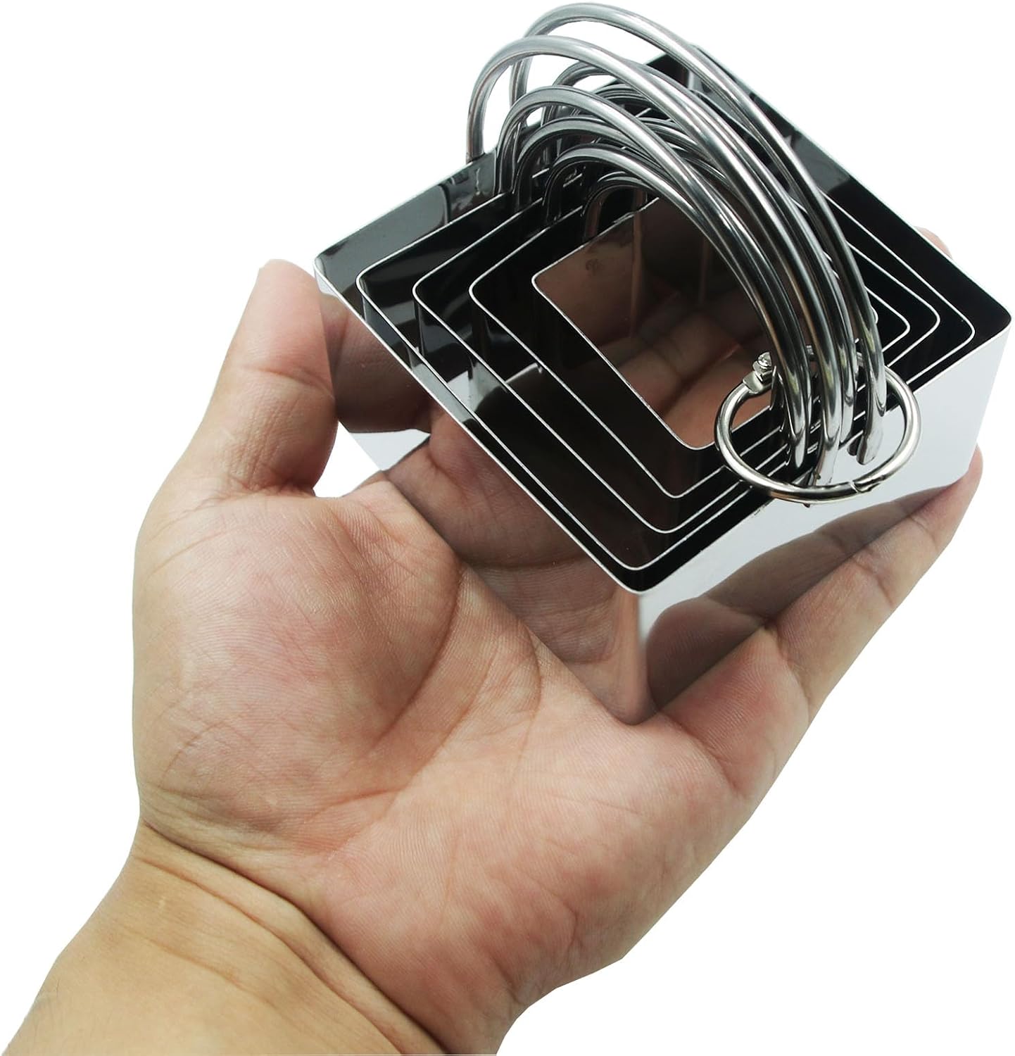 Square Biscuit Cutters with Handle,5 PCS Set Stainless Steel Square Cookie Cutter Molds for Baking Pastries Doughs Doughnuts thumbnail