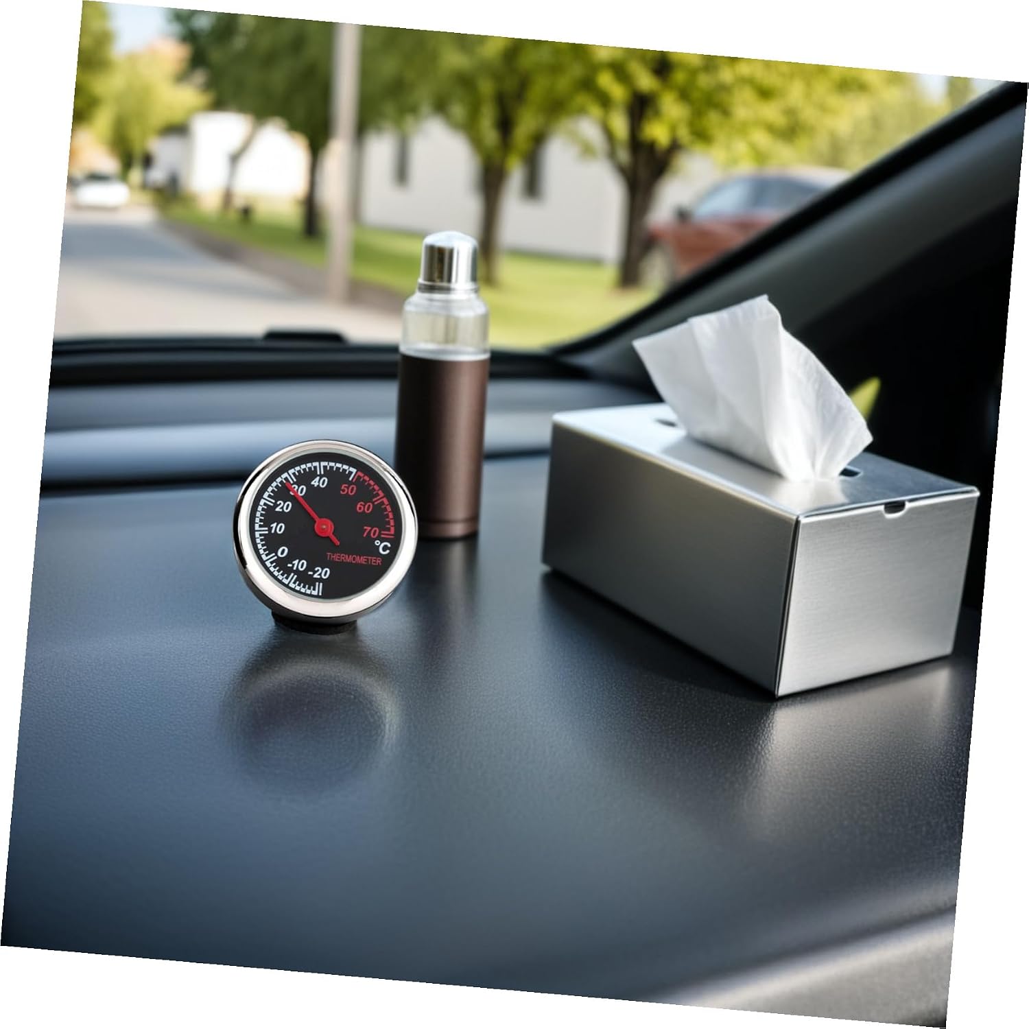 Car Thermometer Luminous Mechanical Clock Hygrometer for Dashboard