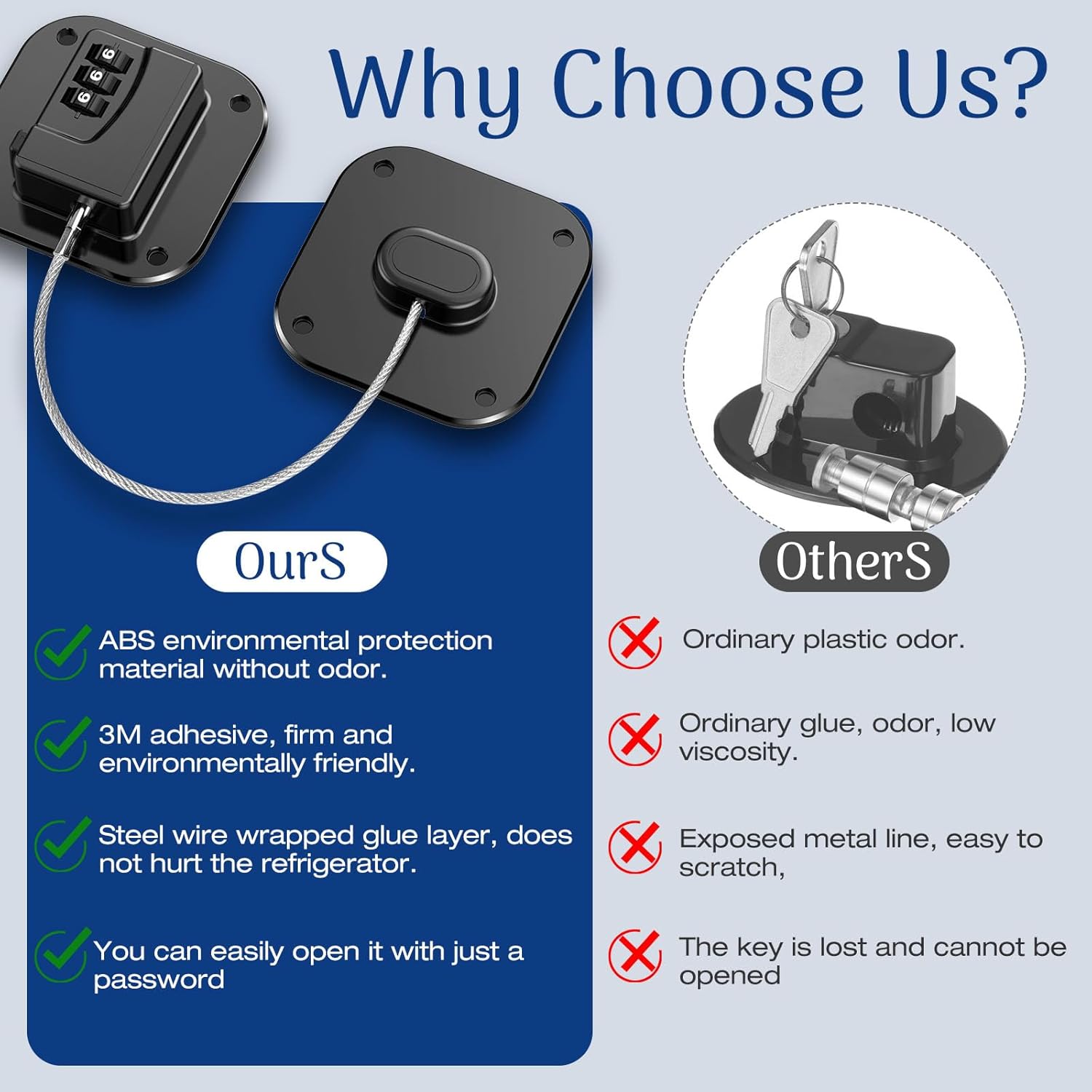 Fridge Lock for Kids Adults, Refrigerator Locks with Combination, for Closet, Cabinets, Drawers, Easy Install No Keys Needed (4Pack)