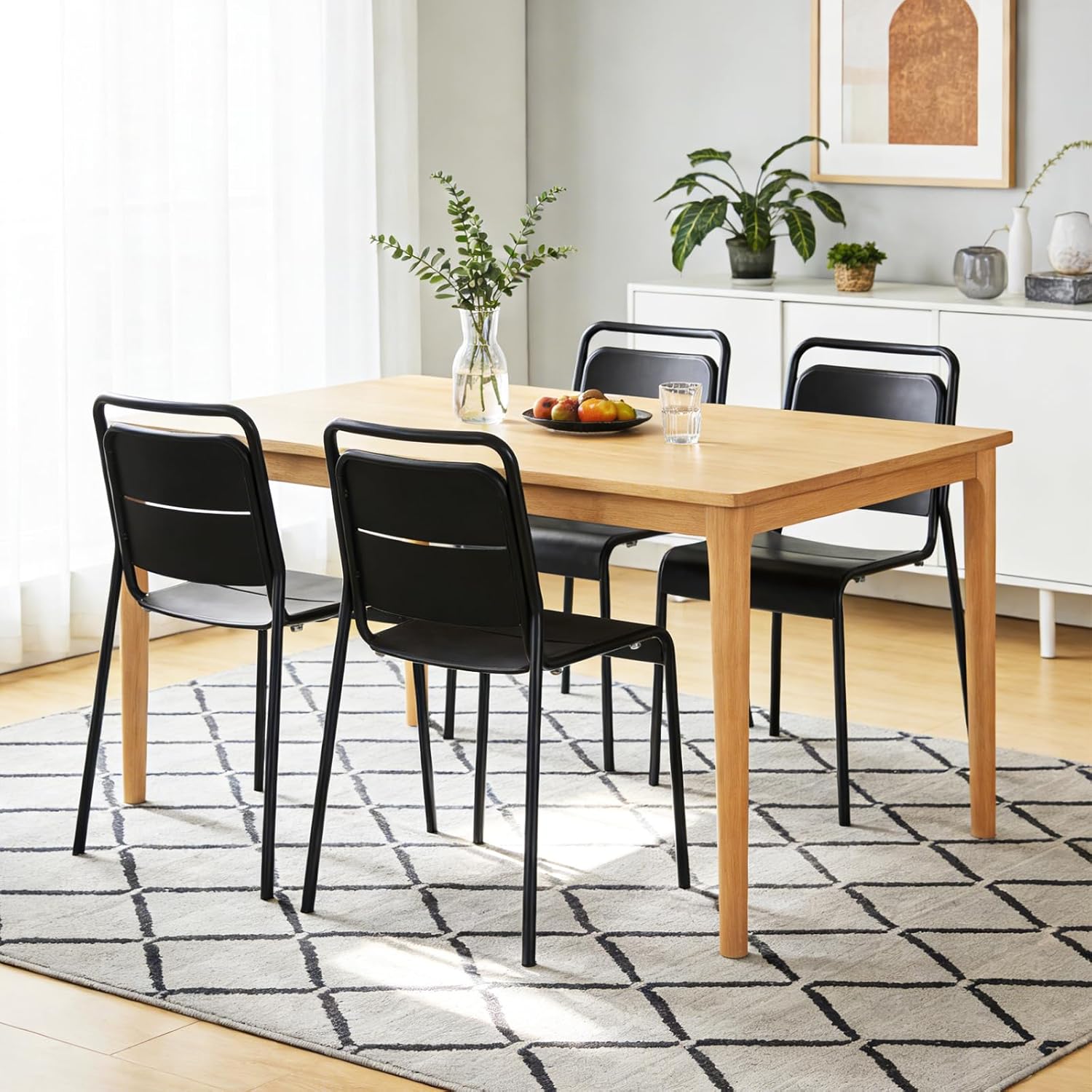 Metal Dining Chairs Set of 4, Stackable Metal Kitchen Chairs