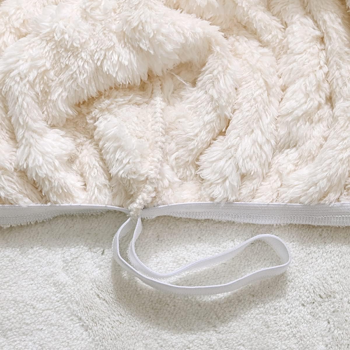 6 Pieces Oversized Recliner Chair Covers Geometric Jacquard Plush Slipcovers Sofa Covers Soft Fuzzy Fluffy Anti-Slip Furniture Protector for Kids Elastic Bottom (Cream, Oversized Recliner Loveseat)