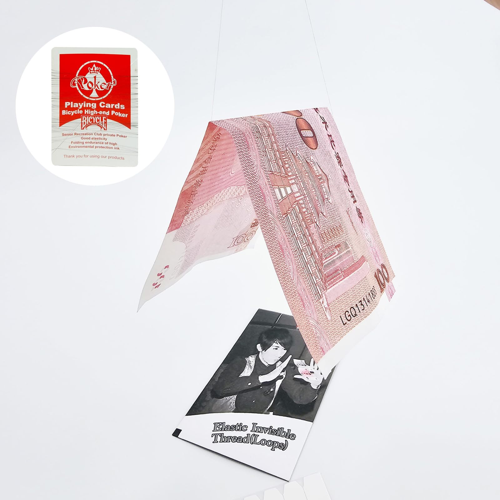 Magic Invisible Elastic Thread Super Invisible Thread for Real Floating Flying Bills Cards Small Props Levitating Magic Tricks 32.8 Feet 16.4 ft x 2 Reels for Magician or Beginners Black and Clear - Image 3