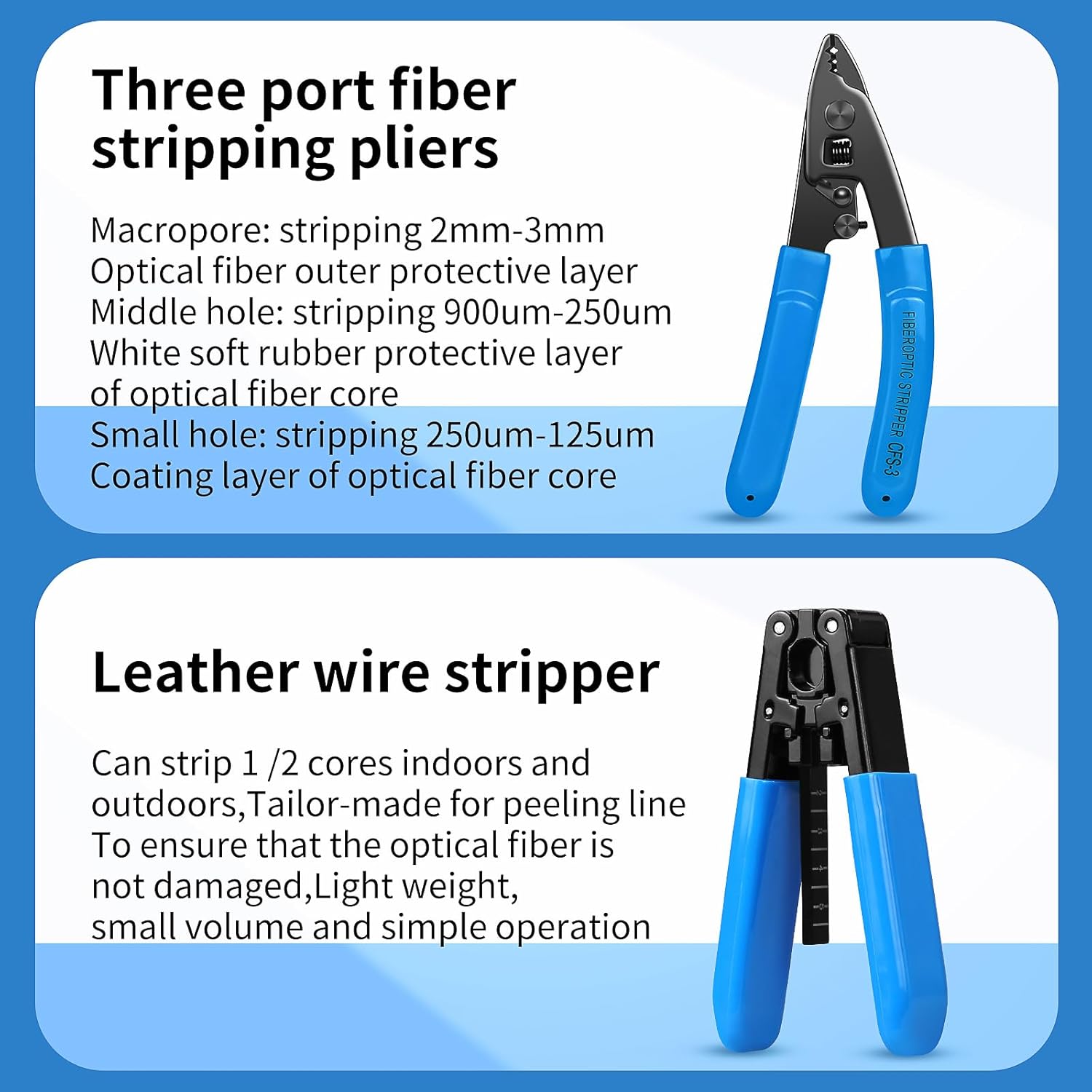 FTTH fiber optic tool kit 8-in-1 fiber optic terminal kit S-6C Optical Fiber Cleaver equipped with VFL15KM fiber optic tool kit Y710A optical power meter -70~+10dbm fiber stripping pliers