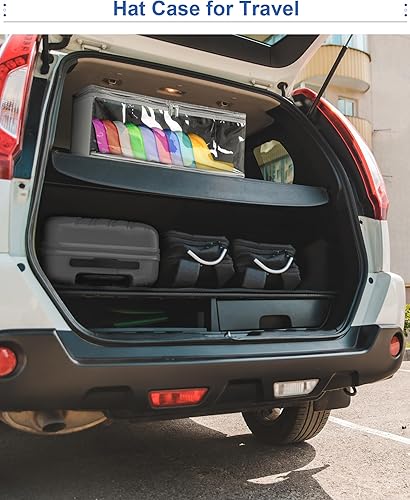 Miniatura 7 de Epesoware Organizador ancho de 2 piezas para gorras de béisbol con 2 asas, almacenamiento de sombreros, soporte plegable para sombreros para el