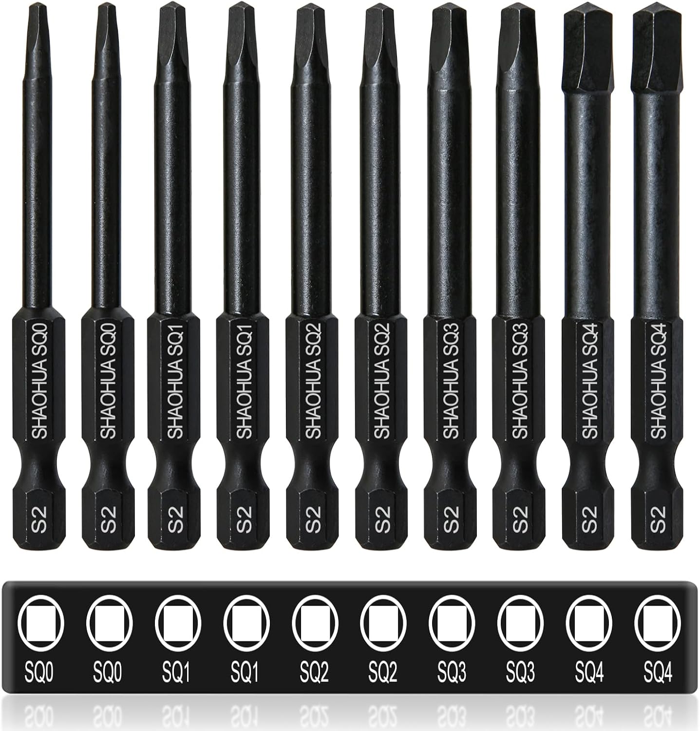 Square Drive Bits, 10PCS SQ0/1/2/3/4 Square Allen Wrench