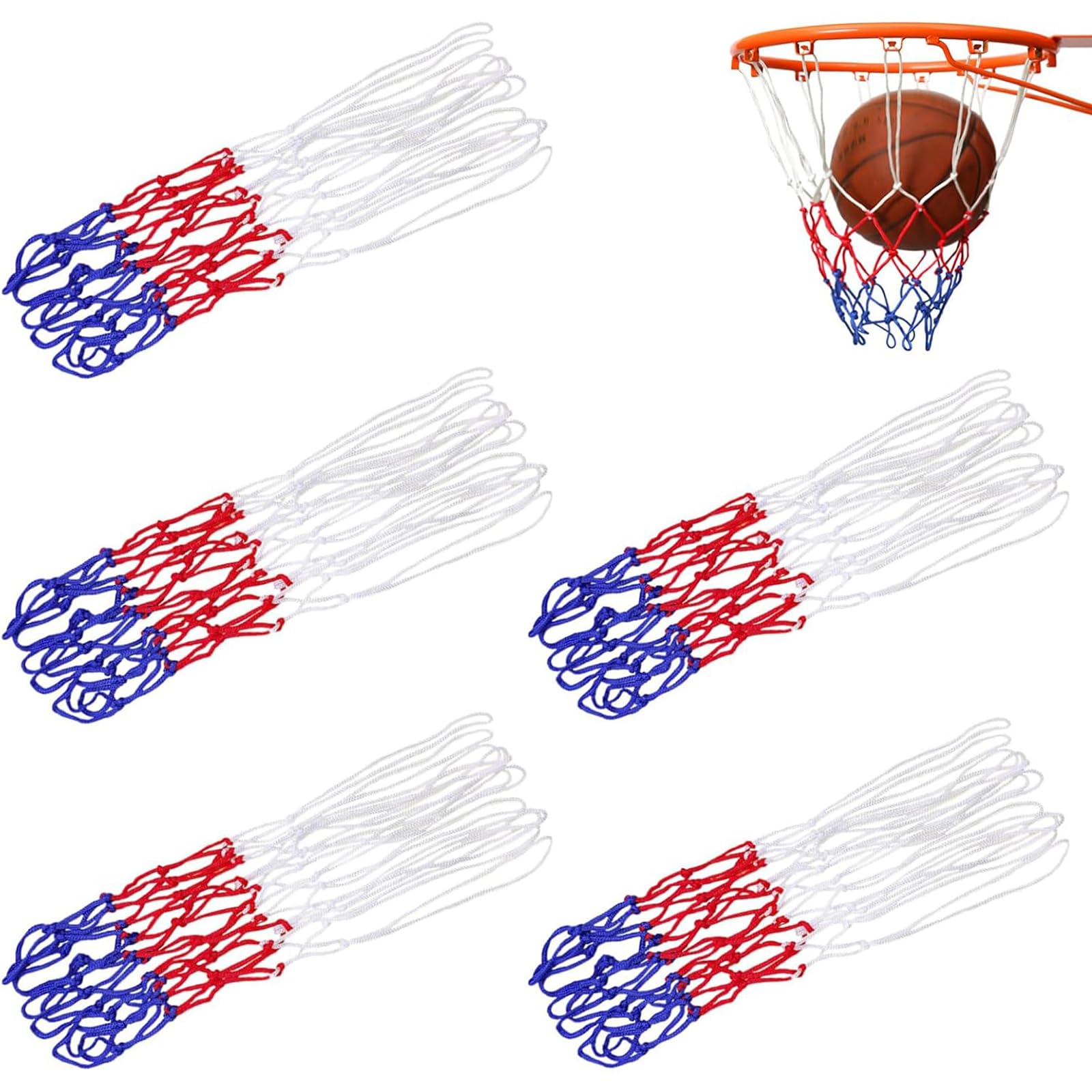 KASURE 5 pièces de Filets de Basketball, Filet de Basketball à 12 Boucles,Adapté pour Une Utilisation en Intérieur et en Extérieur, Filet de Balle en Nylon renforcé résistant aux intempéries