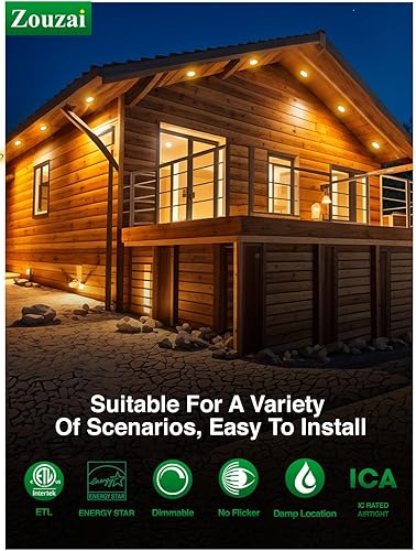 Vista 17 de zouzai - 12 luces LED empotrables ultrafinas de 4 pulgadas 6000K con caja de conexiones, 9 W, 810LM regulable, alto brillo Ra>85, certificado ETL