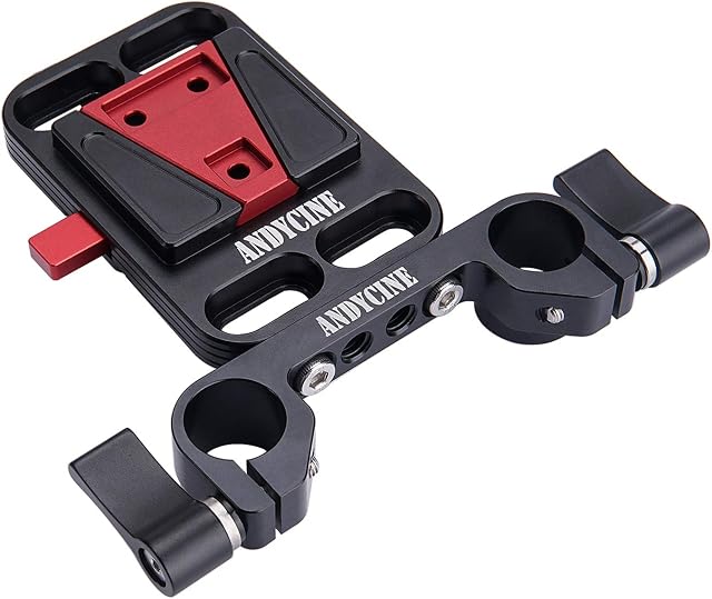 ANDYCINE Mini V-Lock Mount Battery Plate with Dual 15mm Rod Clamp