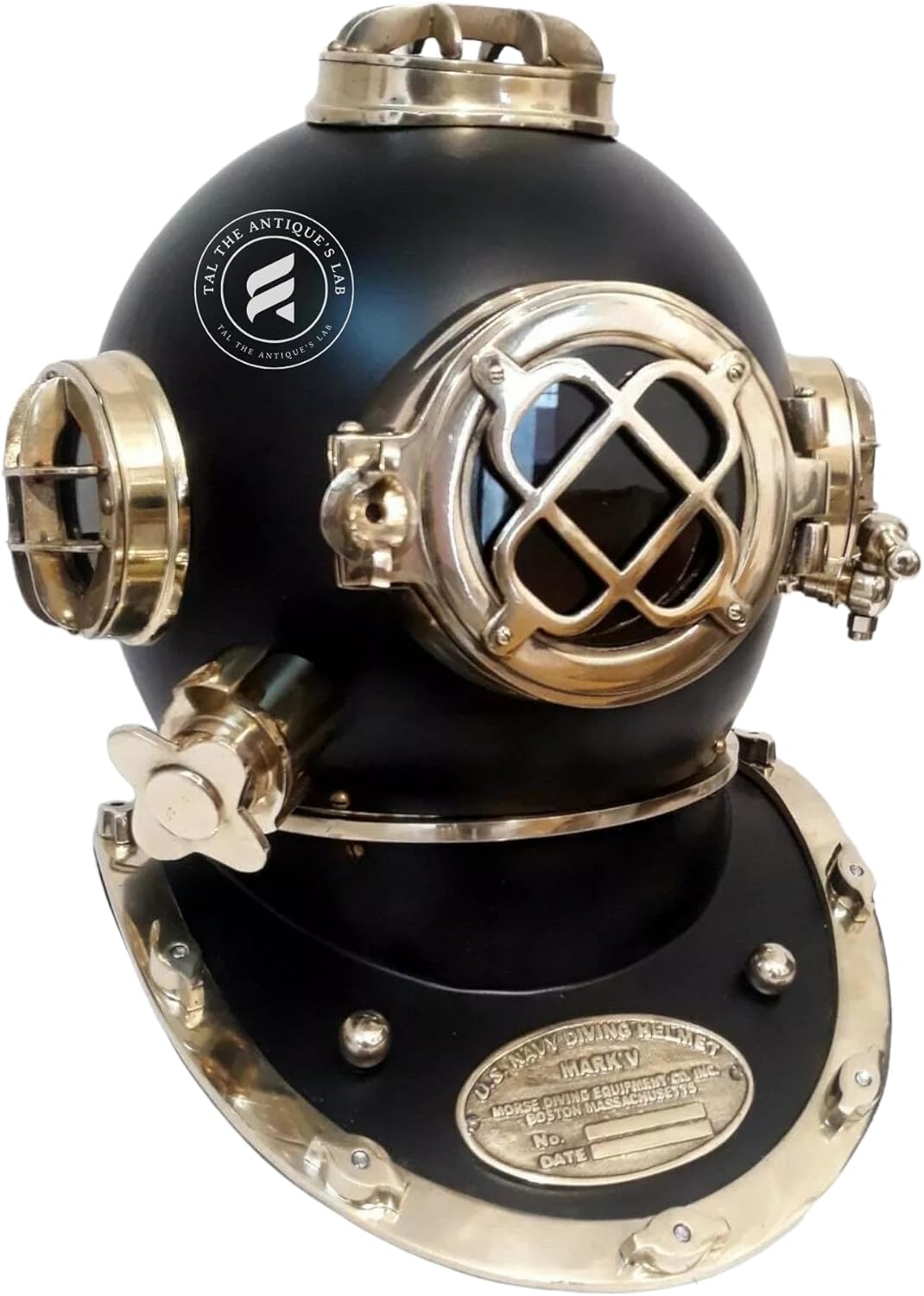 TAL The Antique's Lab 18" Antique Scutter Black Scuba Diving Nautical Helmet - Maritime Ship's Decorative Helmet Collectible Replica Decor Gift Item