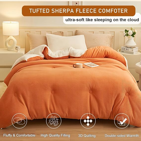 Warm Thicke Lambswool Quilt Core - Sherpa Winter Warmth Quilt Blanket - Plush & Sherpa Reversible Comforter(D,180 * 220cm/4.0kg)