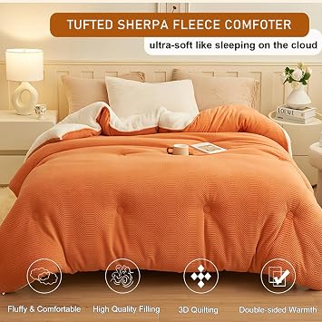 Warm Thicke Lambswool Quilt Core - Sherpa Winter Warmth Quilt Blanket - Plush & Sherpa Reversible Comforter(D,180 * 220cm/4.0kg)