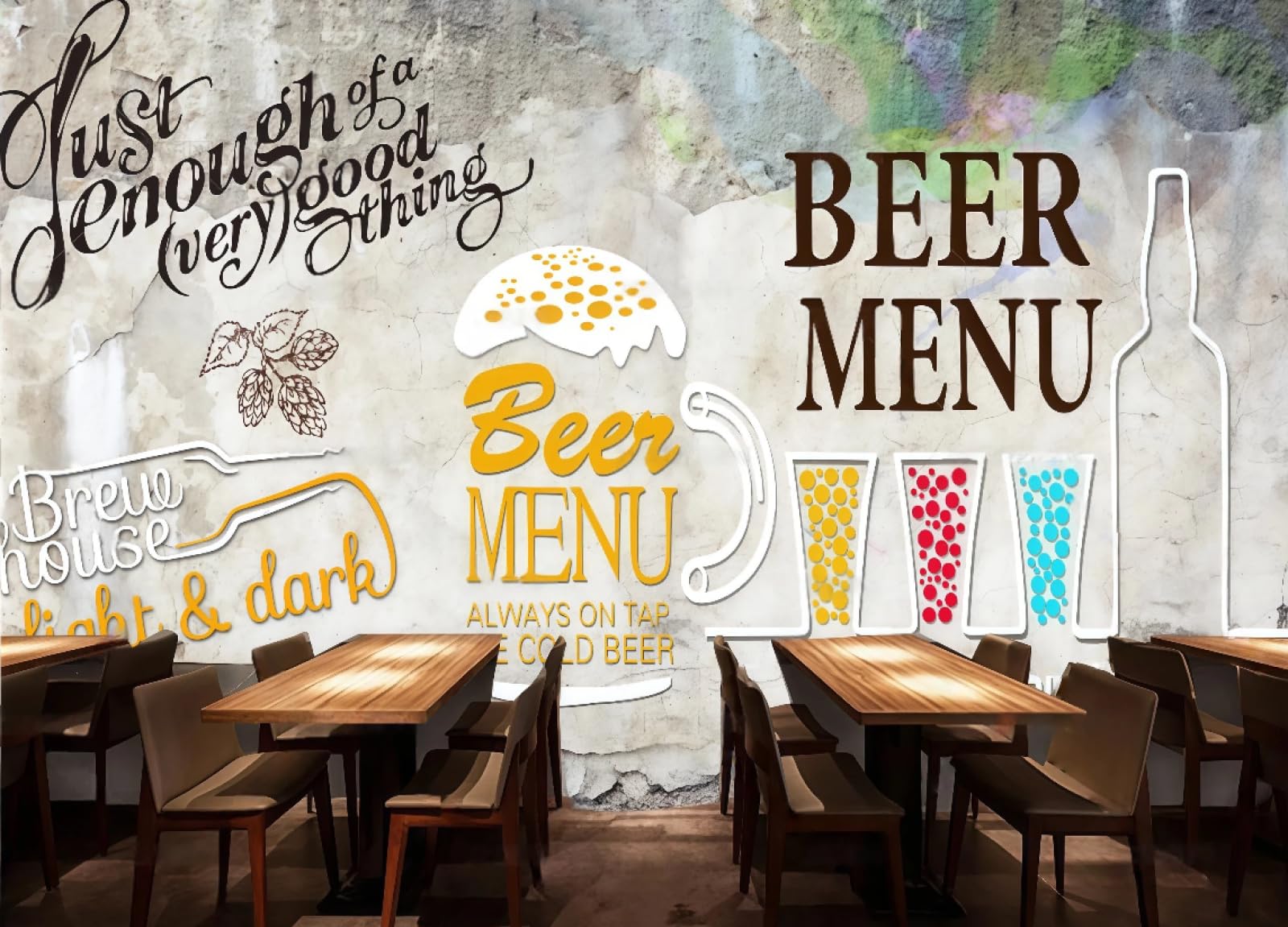 XDOUBAO Wallpaper Hand-Painted Graffiti Cement Wall Fried Chicken Burger Snack Bar Afternoon Tea Western Restaurant Background Wall Wallpaper Coffee Shop Mural,3D,200x140cm