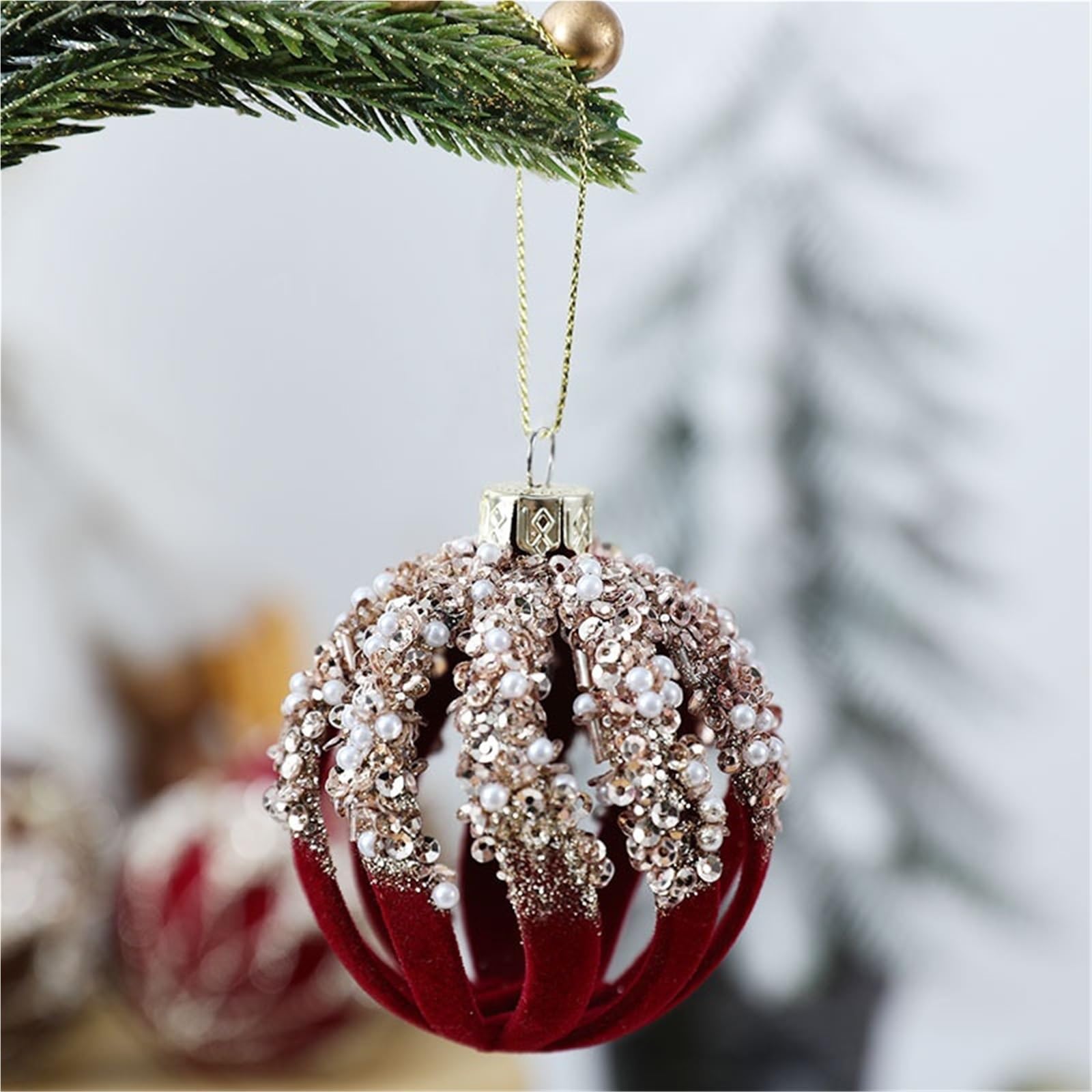 Baumschmuck Weihnachtsbaumschmuck Samtkugeln 12 Stück Kunststoff Bruchsicher for Aufhängen Weihnachtskugeln(Brown)
