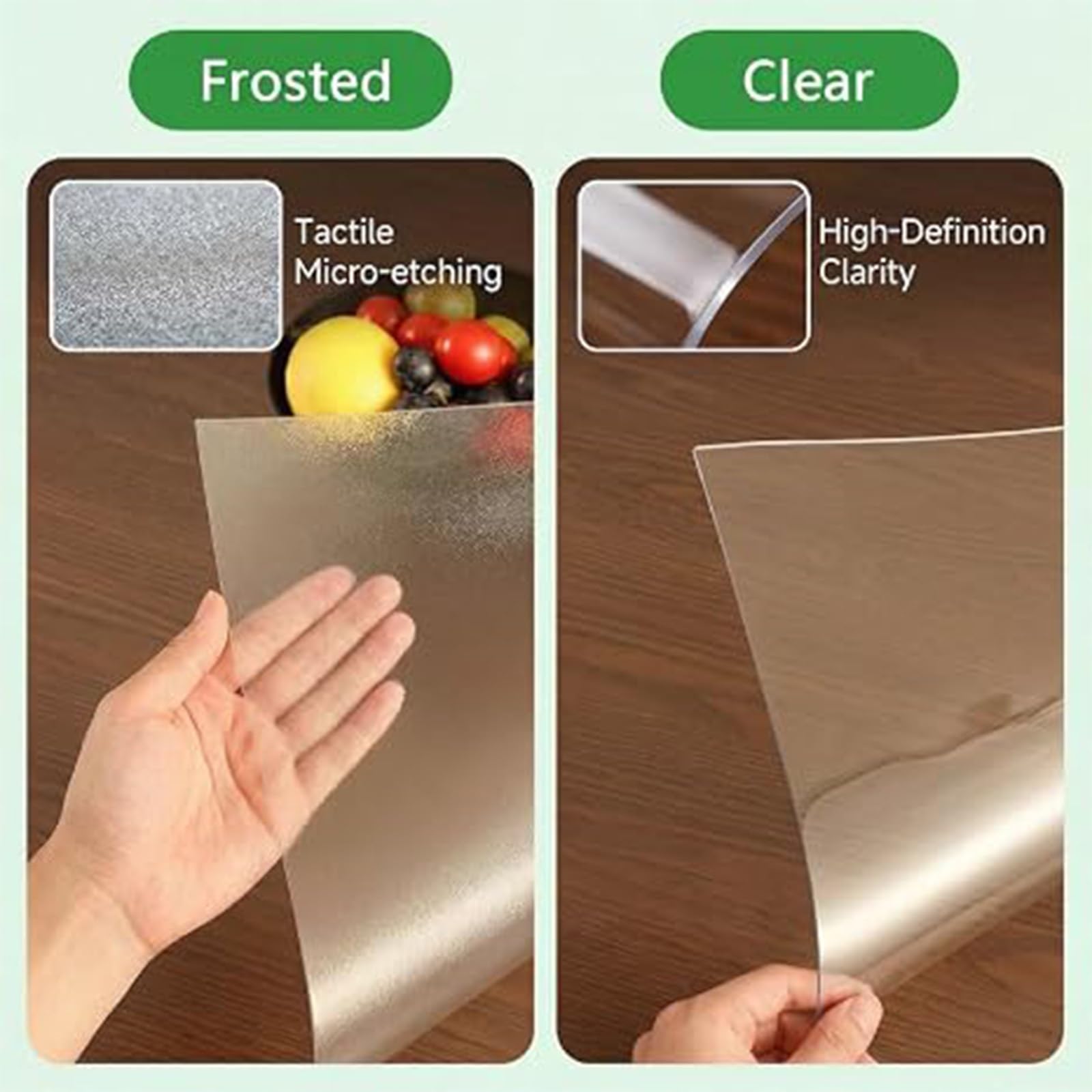 Sottomano da Scrivania Trasparente PVC Impermeabile Antiscivolo | Tappetino da scrivania trasparente con bordi rotondi, facile da pulire per ufficio casa scuola(Frosted-1.5mm,70x90CM)